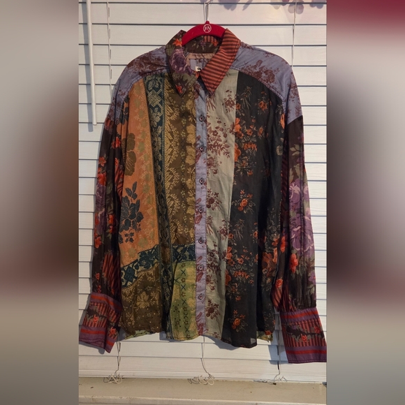 We The Free Womens Flower Patch Cotton Button Front Top EUC size M - Picture 2 of 12